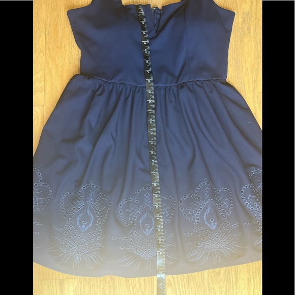 Francesca’s Collections Mi Ami Navy Blue Embroidered Dress - Picture 11 of 16